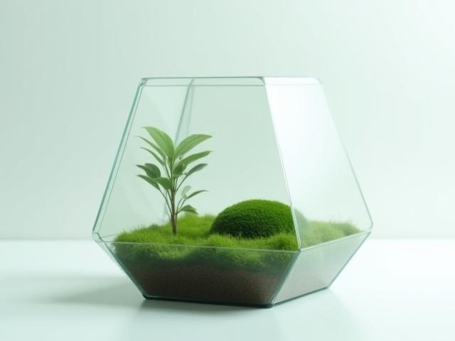 Geometric glass terrarium with minimalist design