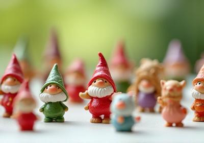 Collection of miniature fairy, gnome, and animal figurines