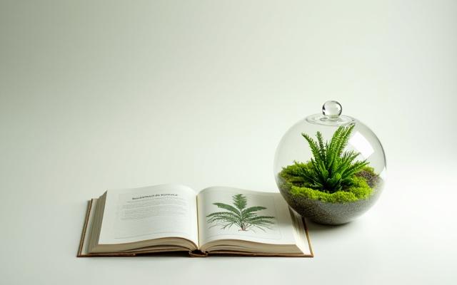 Attractive graphic of 'The Art of Terrarium Care' guide next to a beautiful living terrarium