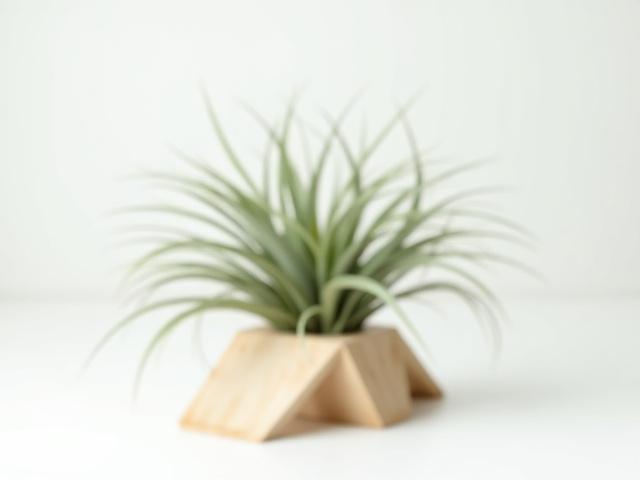 Elegant air plant display arranged creatively on driftwood or a geometric stand