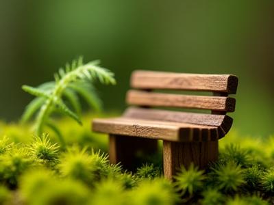 Tiny wooden bench for a miniature garden